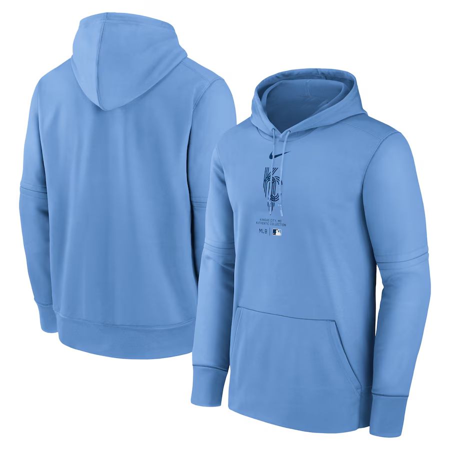 Men 2025 MLB Kansas City Royals Light blue Nike hoodie style 1